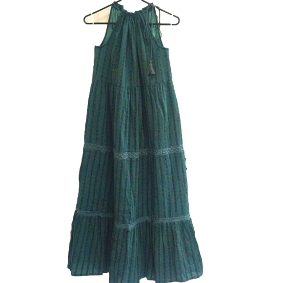 Boho Women\'s Sage Green Dress Sleeveless Tiered Midi Skirt Gown Short  Sleeve